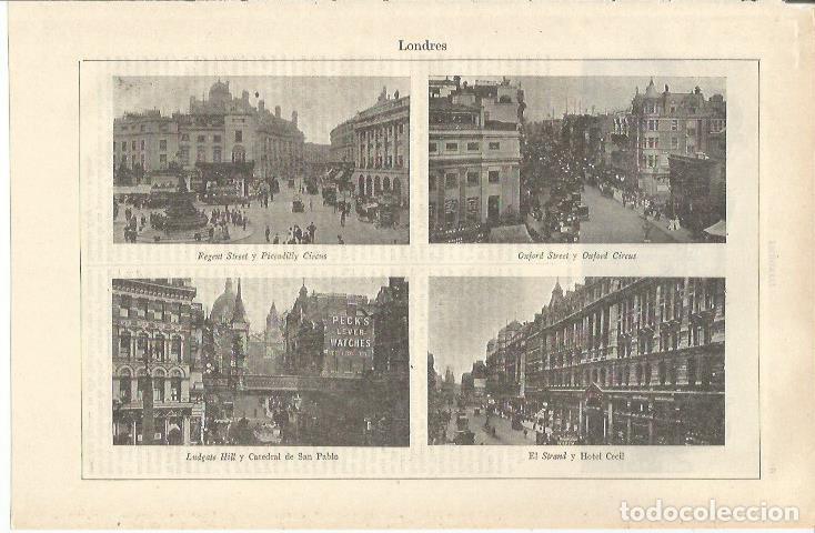 Otros art&iacute;culos de coleccionismo en papel: LAMINA ESPASA 37110: Regent Street, Oxford Street, Ludgate Hill y Hotel Cecil en Londres - Varios