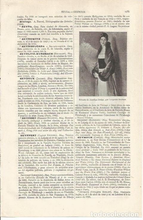 Otros art&iacute;culos de coleccionismo en papel: LAMINA ESPASA 37062: Retrato de Josefina Dodge, por L. Syffert - Varios