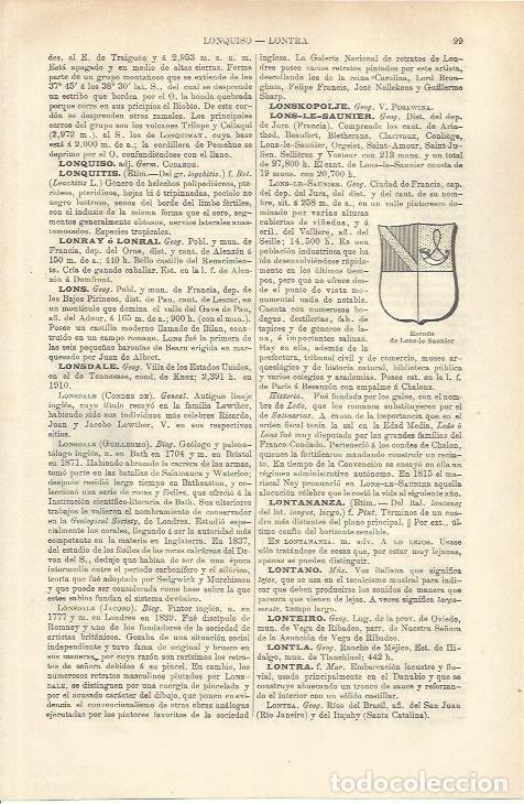 Otros art&iacute;culos de coleccionismo en papel: LAMINA ESPASA 37134: Escudo de Lons-le-Saunier - Varios