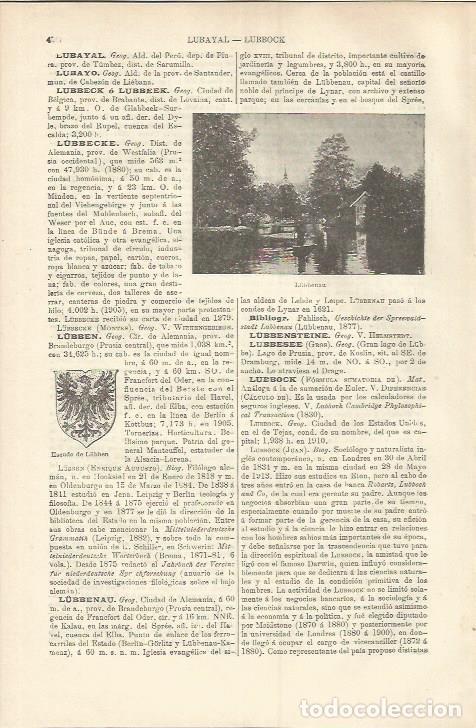 Otros art&iacute;culos de coleccionismo en papel: LAMINA ESPASA 37216: Escudo de Lubben, Alemania - Varios