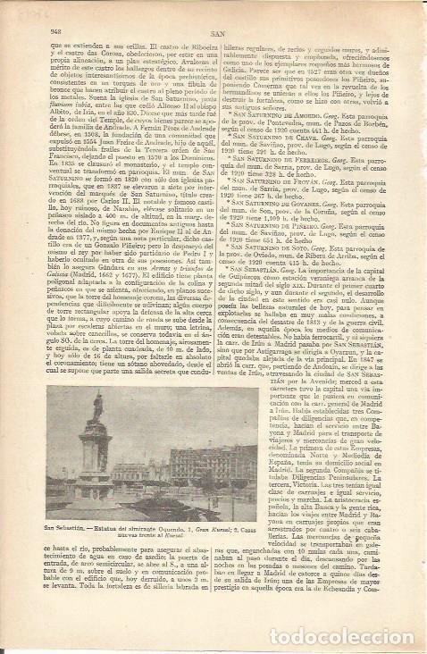 Otros art&iacute;culos de coleccionismo en papel: LAMINA ESPASA 37019: Estatua del Almirante Oquendo en San Sebastian - Varios