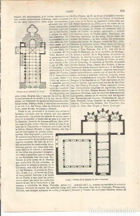 Otros art&iacute;culos de coleccionismo en papel: LAMINA ESPASA 37255: Planta de la iglesia de San Francisco y de la catedral de Lugo - Varios