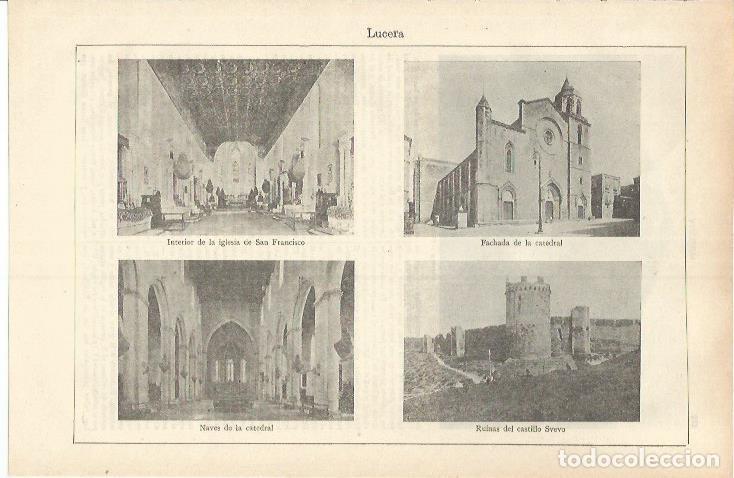 Otros art&iacute;culos de coleccionismo en papel: LAMINA ESPASA 37232: Catedral, iglesia de San Francisco y Castillo Svevo en Lucera, Italia - Varios
