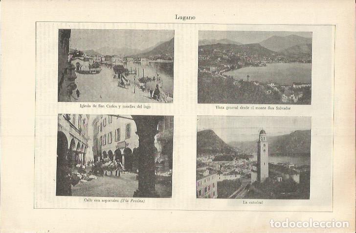 Otros art&iacute;culos de coleccionismo en papel: LAMINA ESPASA 37250: Vistas de Lugano - Varios