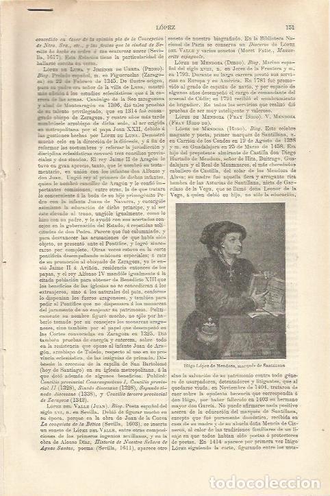 Otros art&iacute;culos de coleccionismo en papel: LAMINA ESPASA 37142: I&ntilde;igo Lopez de Mendoza, marques de Santillana - Varios