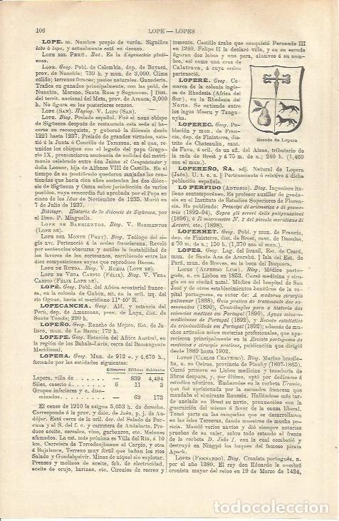Otros art&iacute;culos de coleccionismo en papel: LAMINA ESPASA 37137: Escudo de Lopera, Jaen - Varios