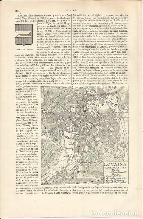 Otros art&iacute;culos de coleccionismo en papel: LAMINA ESPASA 37204: Plano de Lovaina, Belgica - Varios