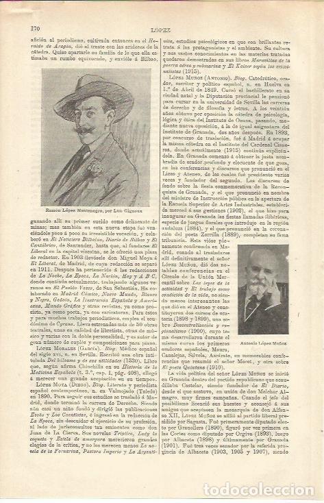 Otros art&iacute;culos de coleccionismo en papel: LAMINA ESPASA 37145: Ramon Lopez Montenegro, por Luis Gignoux - Varios