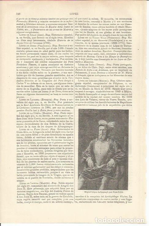 Otros art&iacute;culos de coleccionismo en papel: LAMINA ESPASA 37140: Miguel Lopez de Legazpi, por Juan Luna - Varios