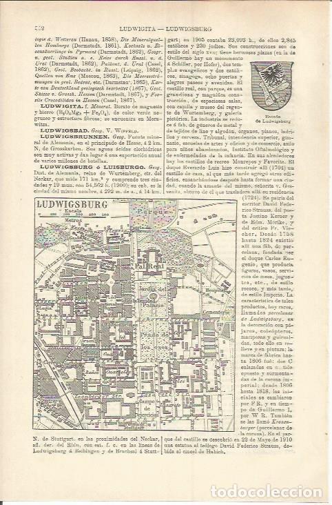 Otros art&iacute;culos de coleccionismo en papel: LAMINA ESPASA 37248: Plano de Ludwigsburg, Alemania - Varios