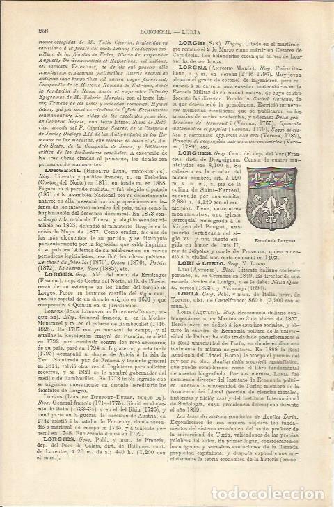 Otros art&iacute;culos de coleccionismo en papel: LAMINA ESPASA 37172: Escudo de Lorgues, Francia - Varios