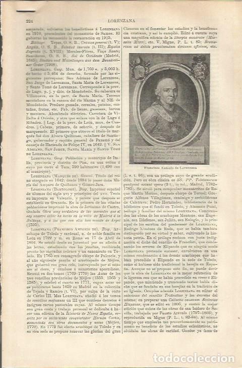 Otros art&iacute;culos de coleccionismo en papel: LAMINA ESPASA 37158: Francisco Antonio de Lorenzana - Varios