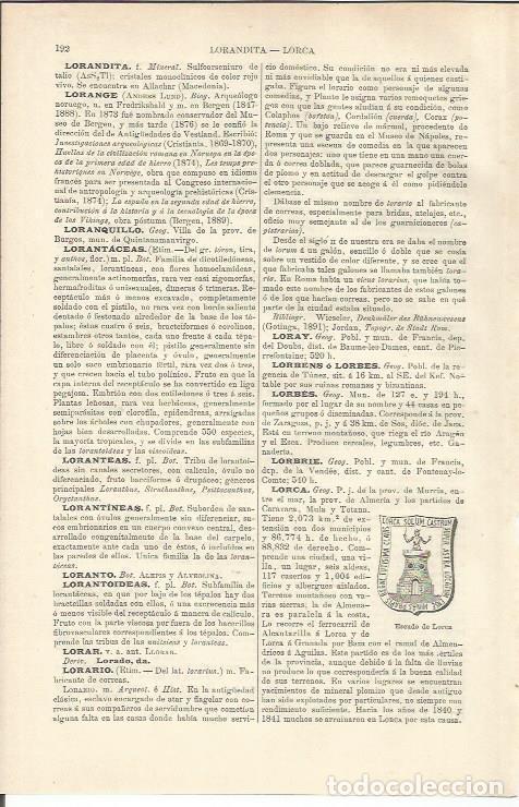 Otros art&iacute;culos de coleccionismo en papel: LAMINA ESPASA 37149: Escudo de Lorca, Murcia - Varios