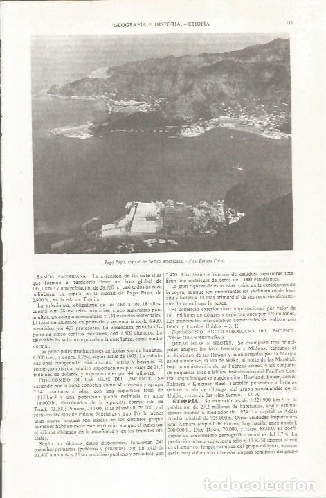 Otros art&iacute;culos de coleccionismo en papel: LAMINA ESPASA 36853: Vista de Pago Pago en Somoa - Varios