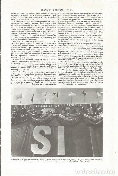 Otros art&iacute;culos de coleccionismo en papel: LAMINA ESPASA 36866: Campa&ntilde;a del referendum por el divorcio en Italia - Varios