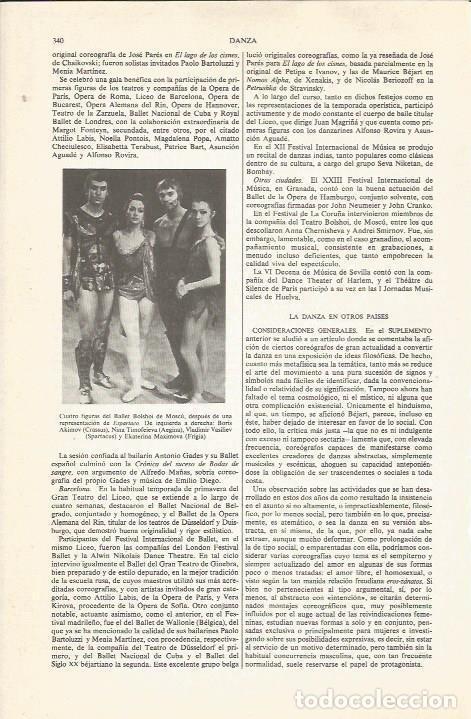 Otros art&iacute;culos de coleccionismo en papel: LAMINA ESPASA 36783: Bailarines del Ballet Bolshoi de Moscu - Varios