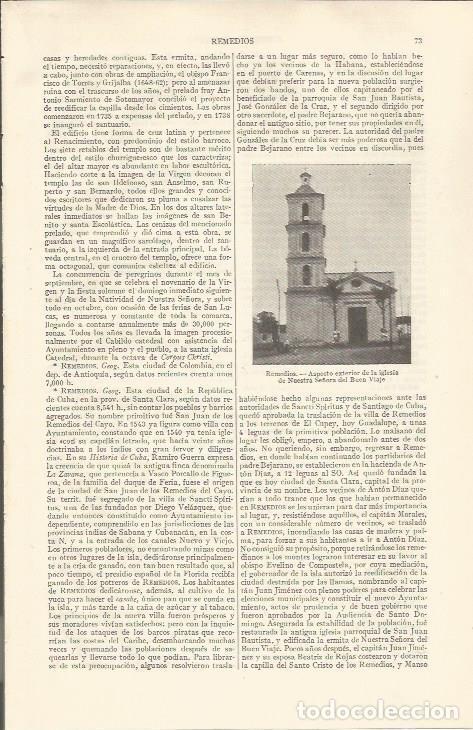 Otros art&iacute;culos de coleccionismo en papel: LAMINA ESPASA 36949: Iglesia de Nuestra Se&ntilde;ora del Buen Viaje en Remedios, Cuba - Varios