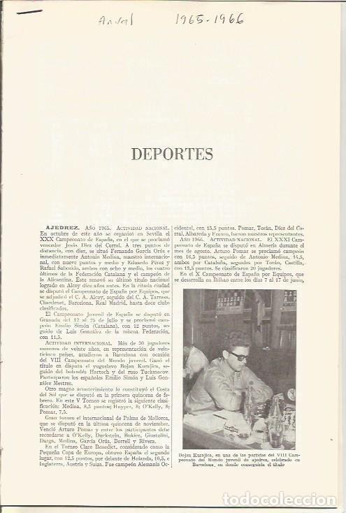 Otros art&iacute;culos de coleccionismo en papel: LAMINA ESPASA 36748: Deportes 1965-1966. Entrada completa - Varios