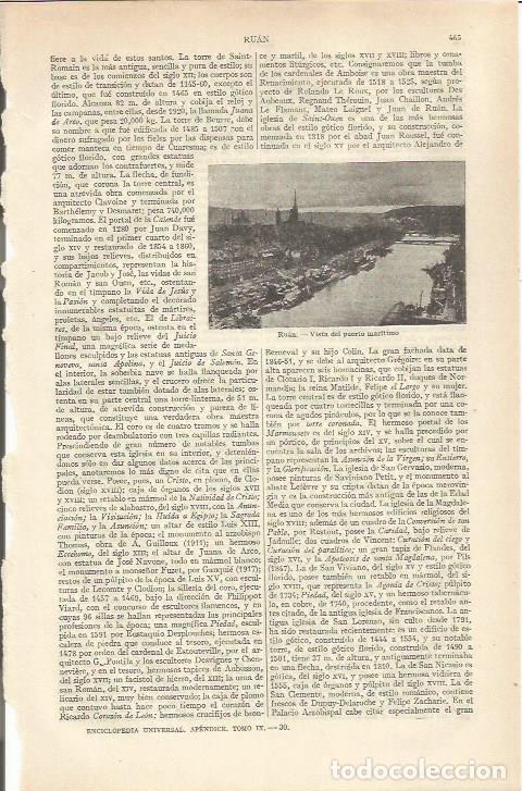 Otros art&iacute;culos de coleccionismo en papel: LAMINA ESPASA 36983: Puerto de Ruan - Varios