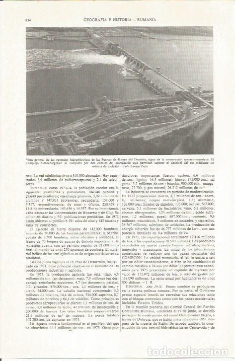 Otros art&iacute;culos de coleccionismo en papel: LAMINA ESPASA 36876: Vista de las centrales electricas de las Puertas de Hierro de Danubio - Varios