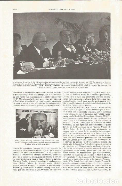 Otros art&iacute;culos de coleccionismo en papel: LAMINA ESPASA 36926: Conferencia de prensa de lideres europeos en 1973 - Varios