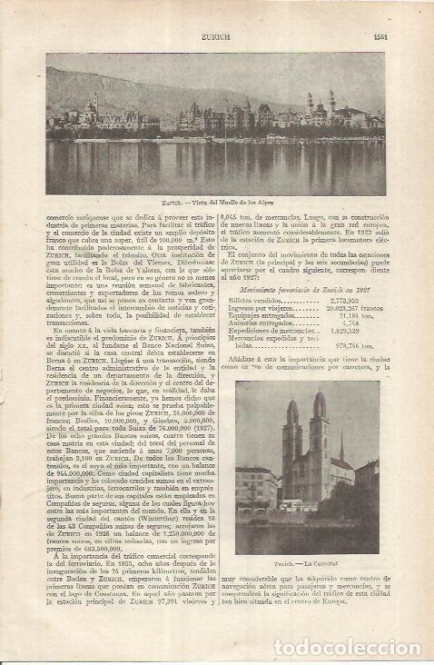 Otros art&iacute;culos de coleccionismo en papel: LAMINA ESPASA 37082: Muelle de los Alpes en Zurich, Suiza - Varios
