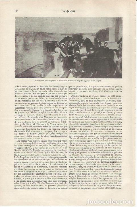 Otros art&iacute;culos de coleccionismo en papel: LAMINA ESPASA 37111: Semiramis construyendo la ciudad de Babilonia, por Degas - Varios