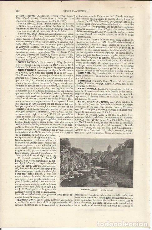 Otros art&iacute;culos de coleccionismo en papel: LAMINA ESPASA 37114: Vista de Semur en Auxois, Francia - Varios