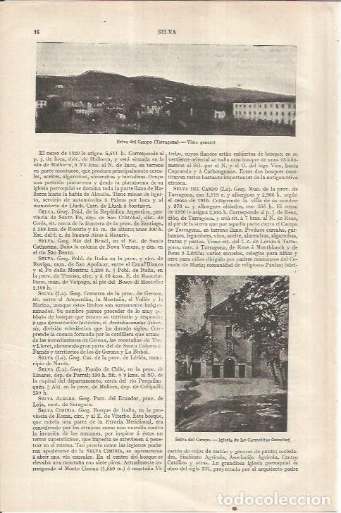 Otros art&iacute;culos de coleccionismo en papel: LAMINA ESPASA 37088: Iglesia de las Carmelitas y vista de Selva del Camp, Tarragona - Varios