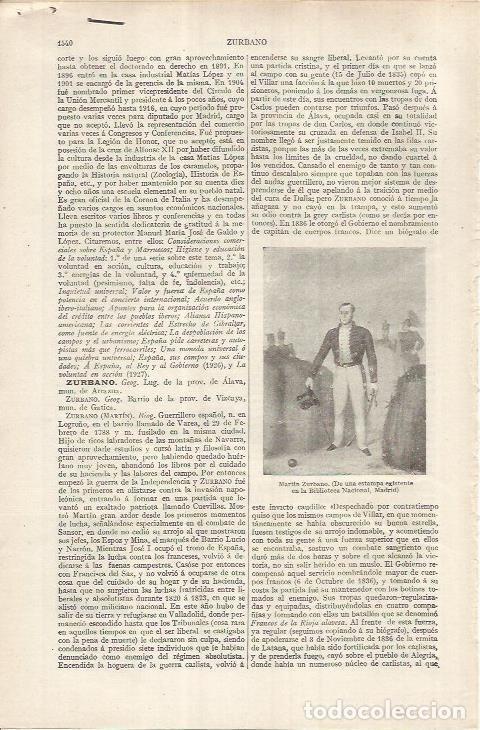 Otros art&iacute;culos de coleccionismo en papel: LAMINA ESPASA 37072: Martin Zurbano - Varios