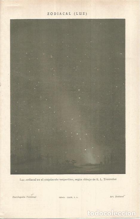 Otros art&iacute;culos de coleccionismo en papel: LAMINA ESPASA 37023: Luz zodiacal, seg&uacute;n un dibujo de Trouvelot - Varios