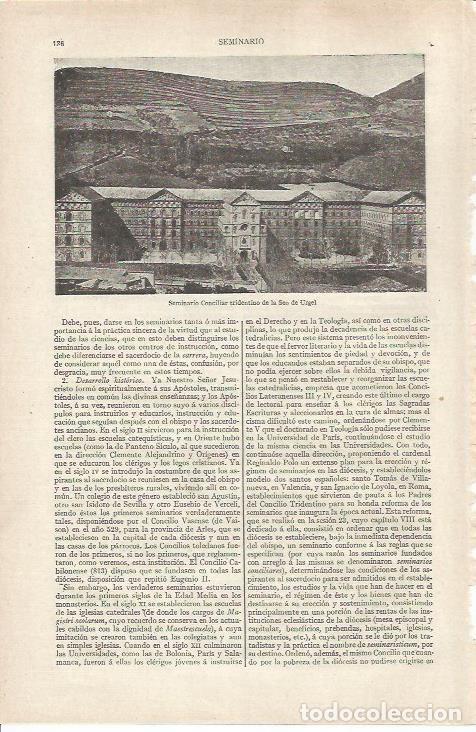 Otros art&iacute;culos de coleccionismo en papel: LAMINA ESPASA 37107: Seminario de la Seu d'Urgell, Lleida - Varios