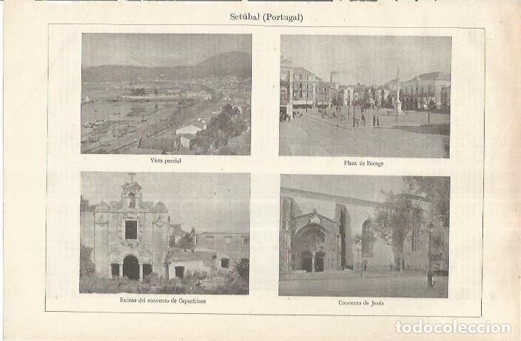 Otros art&iacute;culos de coleccionismo en papel: LAMINA ESPASA 37218: Plaza de Bocage, convento de Capuchinos y Convento de Jesus en Setubal, Portuga