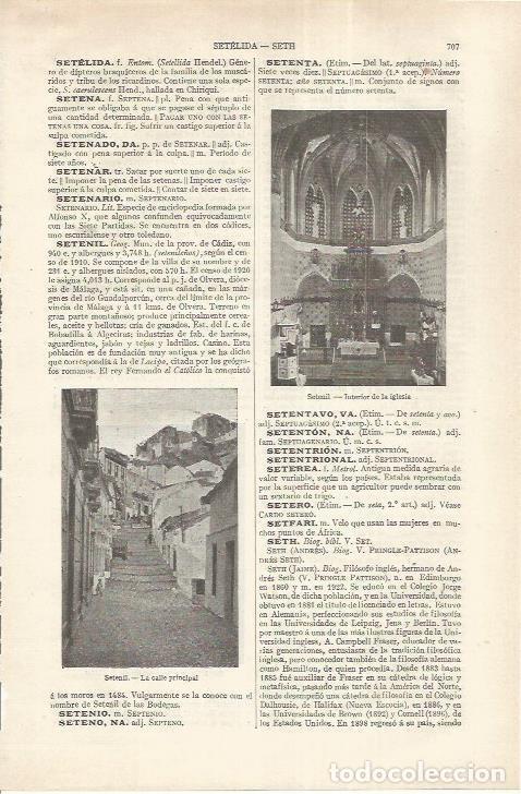 Otros art&iacute;culos de coleccionismo en papel: LAMINA ESPASA 37213: Calle e interior de la iglesia de Setenil, Cadiz - Varios