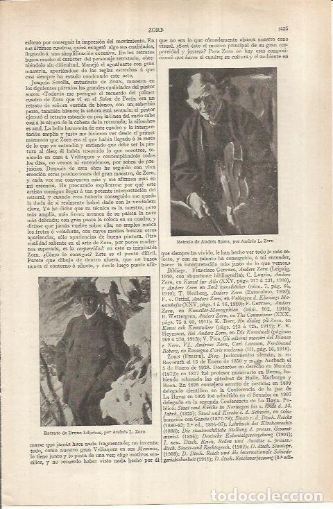 Otros art&iacute;culos de coleccionismo en papel: LAMINA ESPASA 37041: Retrato de Andres Sparz y de Bruno Liljefors, por A. L. Zorn - Varios