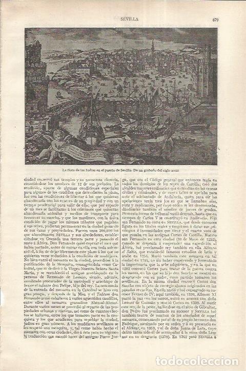 Otros art&iacute;culos de coleccionismo en papel: LAMINA ESPASA 37258: La flota de las Indias en el puerto de Sevilla, grabado del siglo XVIII - Vario