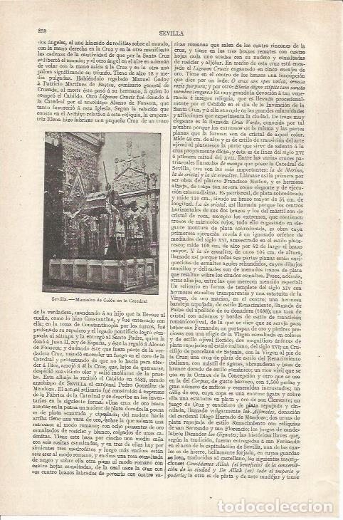 Otros art&iacute;culos de coleccionismo en papel: LAMINA ESPASA 37243: Mausoleo de Colon en la catedral de Sevilla - Varios