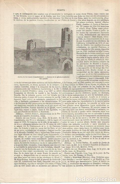 Otros art&iacute;culos de coleccionismo en papel: LAMINA ESPASA 37039: Restos de la iglesia del castillo de Zorita de los Canes, Guadalajara - Varios