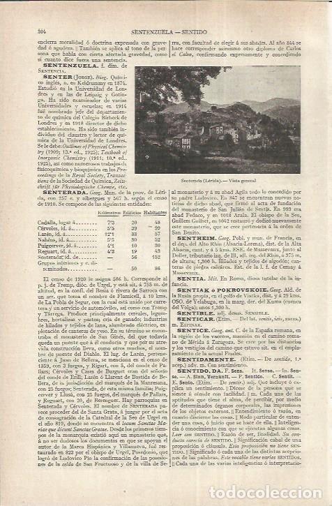 Otros art&iacute;culos de coleccionismo en papel: LAMINA ESPASA 37138: Vista de Senterada, Lleida - Varios