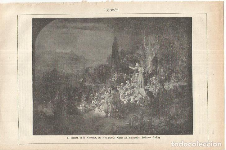 Otros art&iacute;culos de coleccionismo en papel: LAMINA ESPASA 37185: El sermon de la monta&ntilde;a, por Rembrandt - Varios