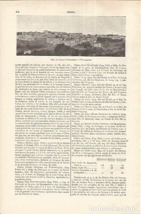 Otros art&iacute;culos de coleccionismo en papel: LAMINA ESPASA 37193: Vista de Serra d'Almors, Tarragona - Varios