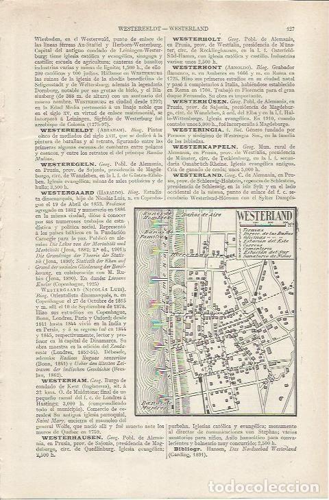 Otros art&iacute;culos de coleccionismo en papel: LAMINA ESPASA 36773: Plano de Westerland, Alemania - Varios