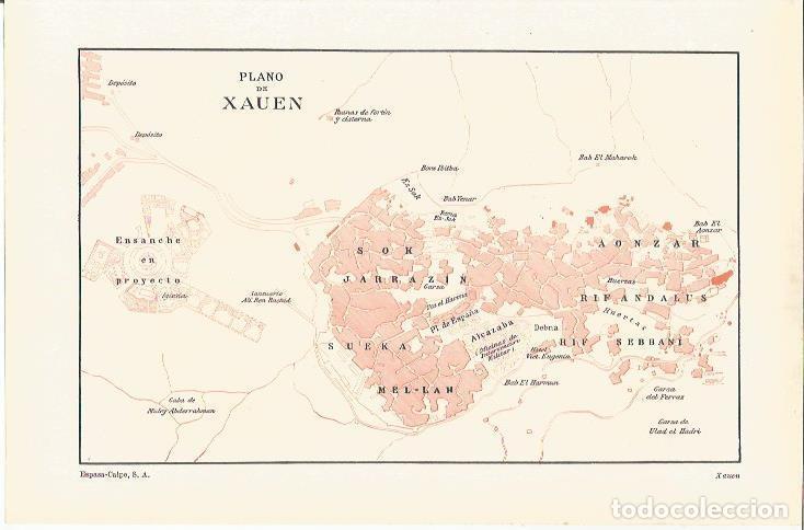 Otros art&iacute;culos de coleccionismo en papel: LAMINA ESPASA 36856: Plano de Xauen, Marruecos - Varios