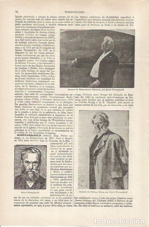 Otros art&iacute;culos de coleccionismo en papel: LAMINA ESPASA 36763: Retratos por Erico Werenskjold - Varios