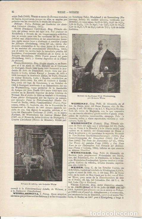 Sammelleidenschaft Andere Papierartikel: LAMINA ESPASA 36753: Guillermo II de Wurtemberg, por Weise - Varios