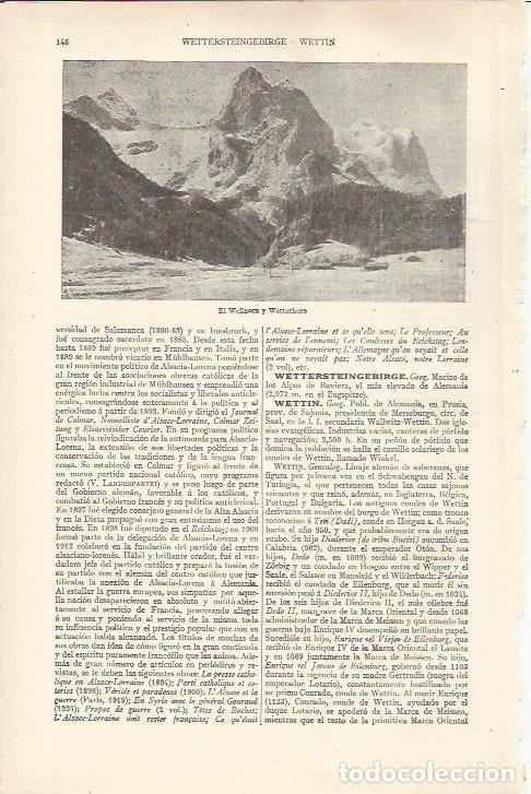 Otros art&iacute;culos de coleccionismo en papel: LAMINA ESPASA 36778: El Wellhorn y Wetterhorn - Varios