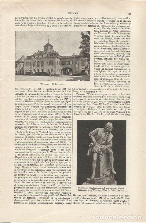 Otros art&iacute;culos de coleccionismo en papel: LAMINA ESPASA 36751: El Belvedere en Weimar - Varios