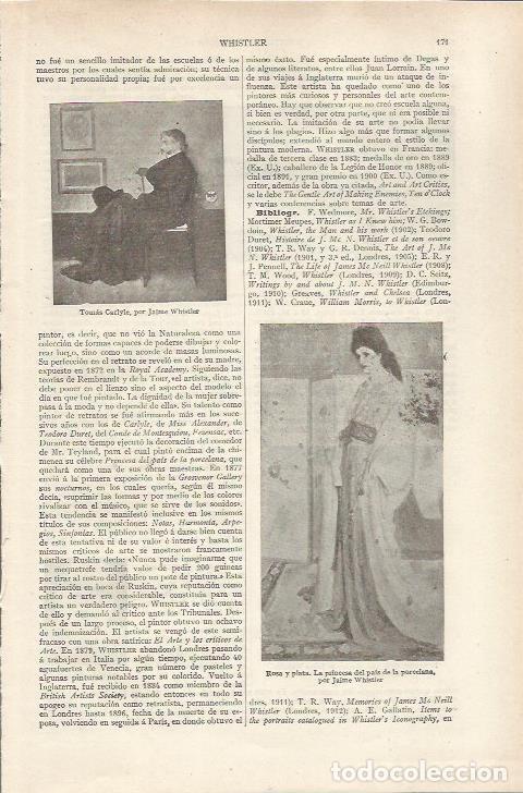 Otros art&iacute;culos de coleccionismo en papel: LAMINA ESPASA 36783: Tomas Carlyle y Rosa y plata,por Whistler - Varios