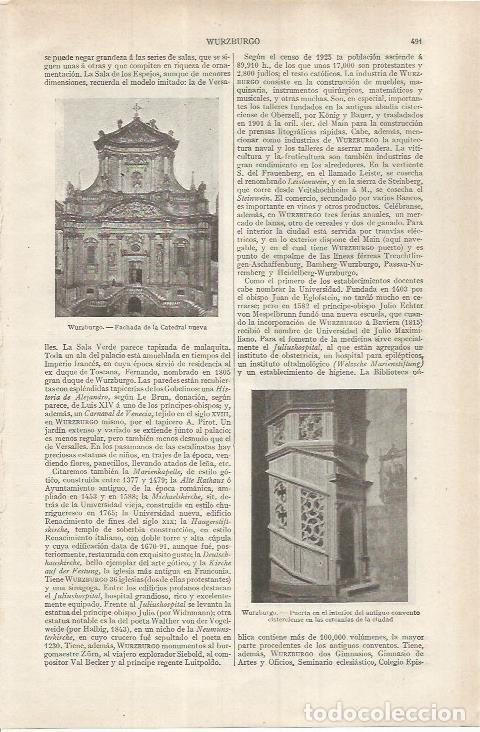 Otros art&iacute;culos de coleccionismo en papel: LAMINA ESPASA 36849: Catedral nueva de Wurzburgo, Alemania - Varios
