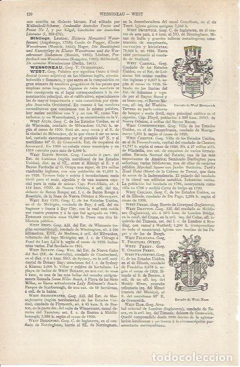 Otros art&iacute;culos de coleccionismo en papel: LAMINA ESPASA 36769: Escudo de West Bromwich y de West Ham - Varios
